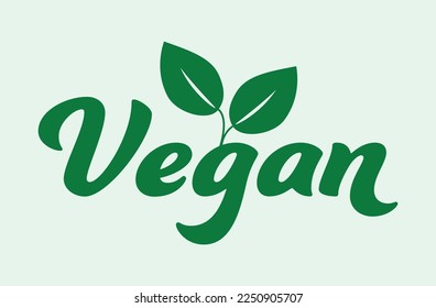 Vegan with leaves. Vegan friendly symbol for label, logo, badge, sticker or icon. Vegan food sign with leaves