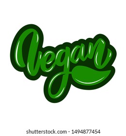Vegan. Lettering phrase on white background. Design element for poster, emblem, sign, flyer. Vector illustration