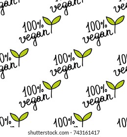 vegan lettering seamless doodle pattern