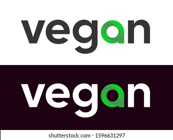 Vegan lettering Vector Label for Market, Web or Journals on white and black background.