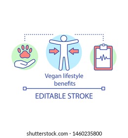 Vegan lifestyle benefits concept icon. Vegetarianism idea thin line illustration. Animal welfare, slim figure and wellness. Clipboard with cardiogram vector isolated outline drawing. Editable stroke