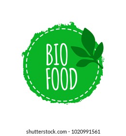 Vegan logo. Bio food badge. Vegan, healthy food concept Vector illustration.