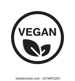 Vegan logo. Black and white. Seamless icon.