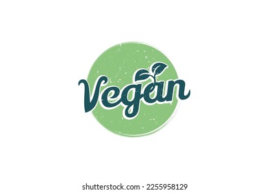 Vegan logo with a combination of vegan lettering, circle and leaves for any business, especially restaurants, cafes, stores, etc.