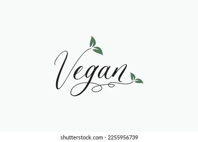 Vegan logo with a combination of vegan lettering, and leaves for any business, especially restaurants, cafes, stores, etc.