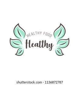 Vegan logo concept Vector sign for restaurant, cafe.

