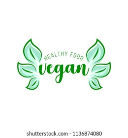 Vegan logo concept Vector sign for restaurant, cafe.
