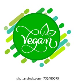 Vegan logo concept. Vector sign. Handwritten lettering for restaurant cafe