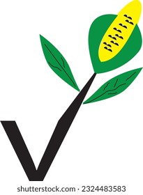 vegan logo with corn icon, vector and illustration
