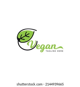 vegan logo design concept organic leaf logo template