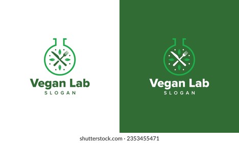 Diseño del logo vegan. Vegetación de laboratorio