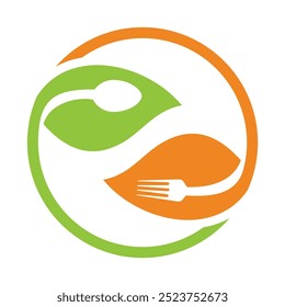 Projeto do logotipo vegano. Restaurante de comida vegetariana. Rótulo de produto orgânico vegetal
