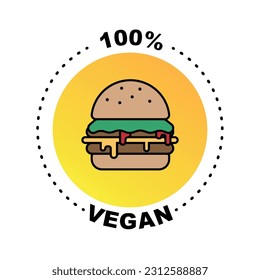vegan logo. Healthy food sign, label for eco, bio, cafe, packaging and food. 100% vegan label for your ad. Organic design template.
