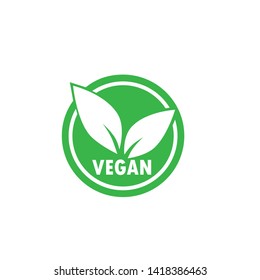 Vegan logo and icon, Vegan Bio, Vegan Ecology, Organic logo and icon, Green label. Green leaf icon vector design template.