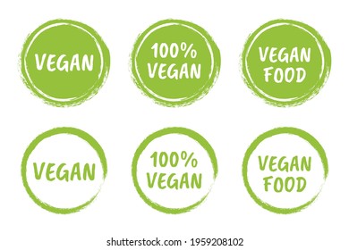 vegan logo icon set, organic natural food labels