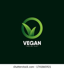 Vegan Logo Icon Vector Template Design Illustration