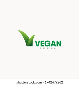 Vegan Logo Icon Vector Template Design Illustration