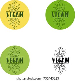 Vegan logo, Set of vegan icons logo