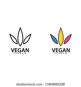 vegan logo template design vector illustration, icon