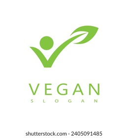 Vegan logo vector template symbol design
