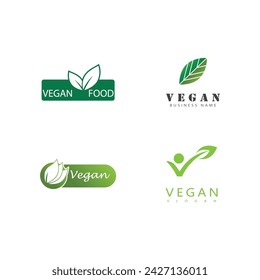 Vegan logo vector template symbol design