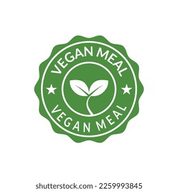 vegan meal vector, vegan meal emblem, vegan food icon vector