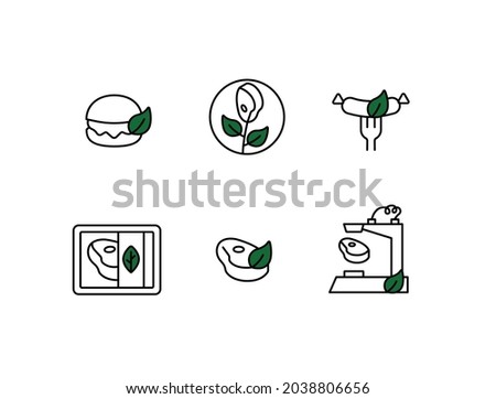 Vegan meat, alternative meat, go vegan, beyond meat simple thin line icon vector illustration