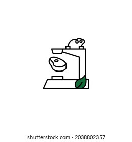 Vegan meat laboratory, lab grown meat simple thin line icon vector illustration
