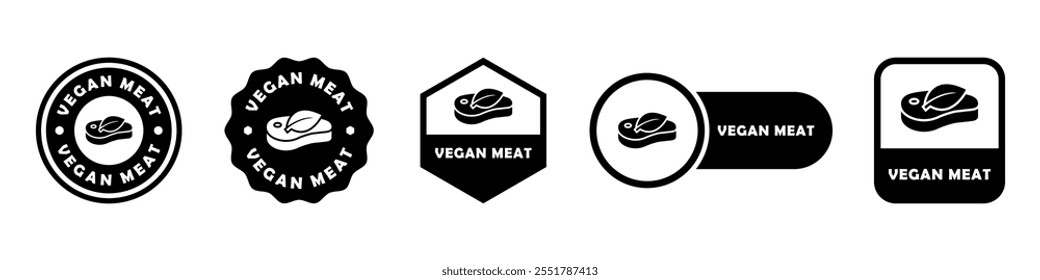 Vegan Meat - vector signs for product information label.