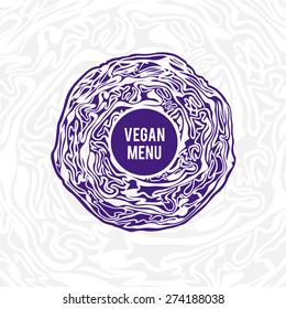 Vegan menu design. Violet cabbage.