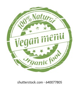 Vegan menu grunge stamp - vector