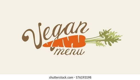 Vegan menu. Logo. Vector illustration.