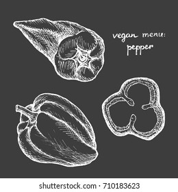 Vegan Menu - Pepper - White hand-drawn objects