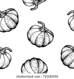 Vegan Menu - Pumpkin - graphic seamless pattern