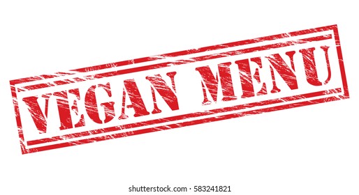 vegan menu red vector stamp on white background