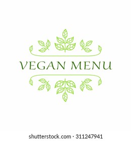 Vegan menu. Restaurant label. Suitable for ads, signboards, menu and web banner designs