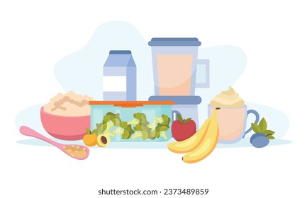 Vegan milk flat composition with alternative dairy ingredients vector illustration