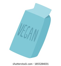 Vegan milk package icon. Cartoon and flat of vegan milk package vector icon for web design isolated on white background