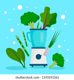 Vegan mixer concept background. Flat illustration of vegan mixer vector concept background for web design