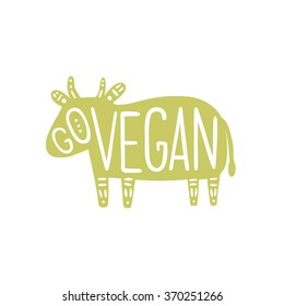 Vegan motivational illustration. Vector cow silhouette with words over it.