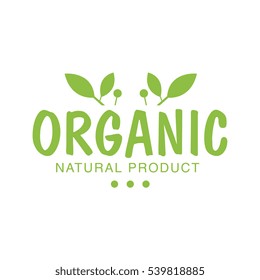Vegan Natural Food Green Logo Design Template With Plants Promoting Healthy Lifestyle And Eco Products