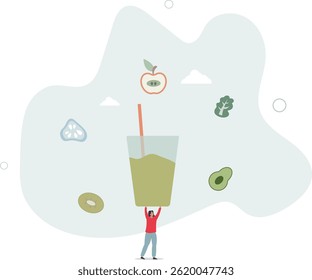 Vegan and natural, green diet eating lifestyle.smoothies and ingredients. character life .