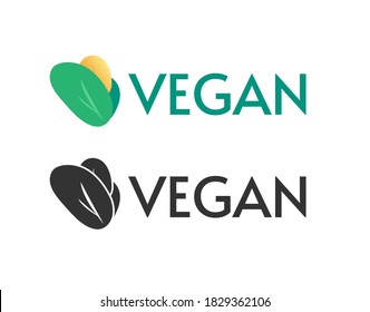 Vegan natural label sign vector logo concept, vegetarian menu food symbol modern design