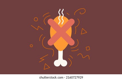 Vegan. No meat. Diet. Vector illustration. Simple, modern style. Background for cover, poster, animation.