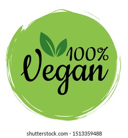 Vegan is one hundred percent. Vector illustration of food design. Inscriptions for a restaurant or cafe. Vector elements for labels, logos, badges, labels or signs.