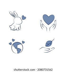 Vegan Organic Cosmetic Icons Collection