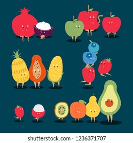 Vegan organic food set vectors