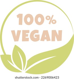 Vegan, organic vector logo, sticker, label and badge with green leaves	
