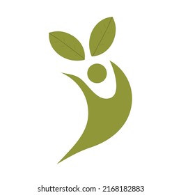 Vegan people healthy life logo. Simple green person icon.