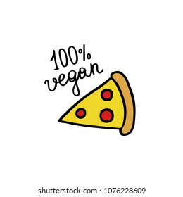 vegan pizza doodle icon